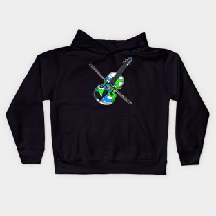 Earth Day Violin Violinist Musician Kids Hoodie